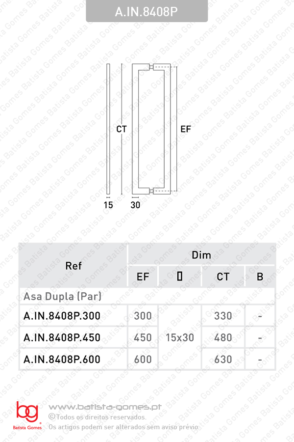 Asas duplas para portas - INOX